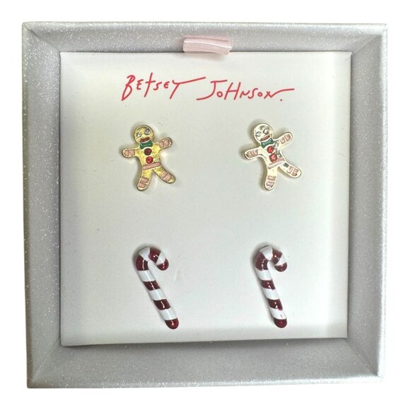 Betsey Johnson Christmas Stud Earrings, New In Box - Picture 3 of 3